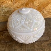 Vintage White Opaline Ball Box #C894
