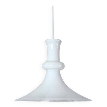 White Mouth Blown Opaline Glass Pendant for Holmegaard, Denmark, 1980s