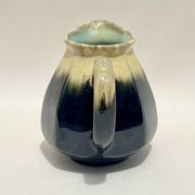 Alpho pitcher in flamed black yellow stoneware vintage 1930 1940 water jug