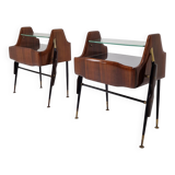 Ico Parisi Style Bedside Tables or Nightstands, Italy 1950's
