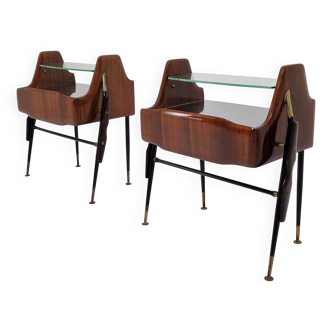 Ico Parisi Style Bedside Tables or Nightstands, Italy 1950's