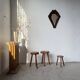 3 free-form oak tripod stools