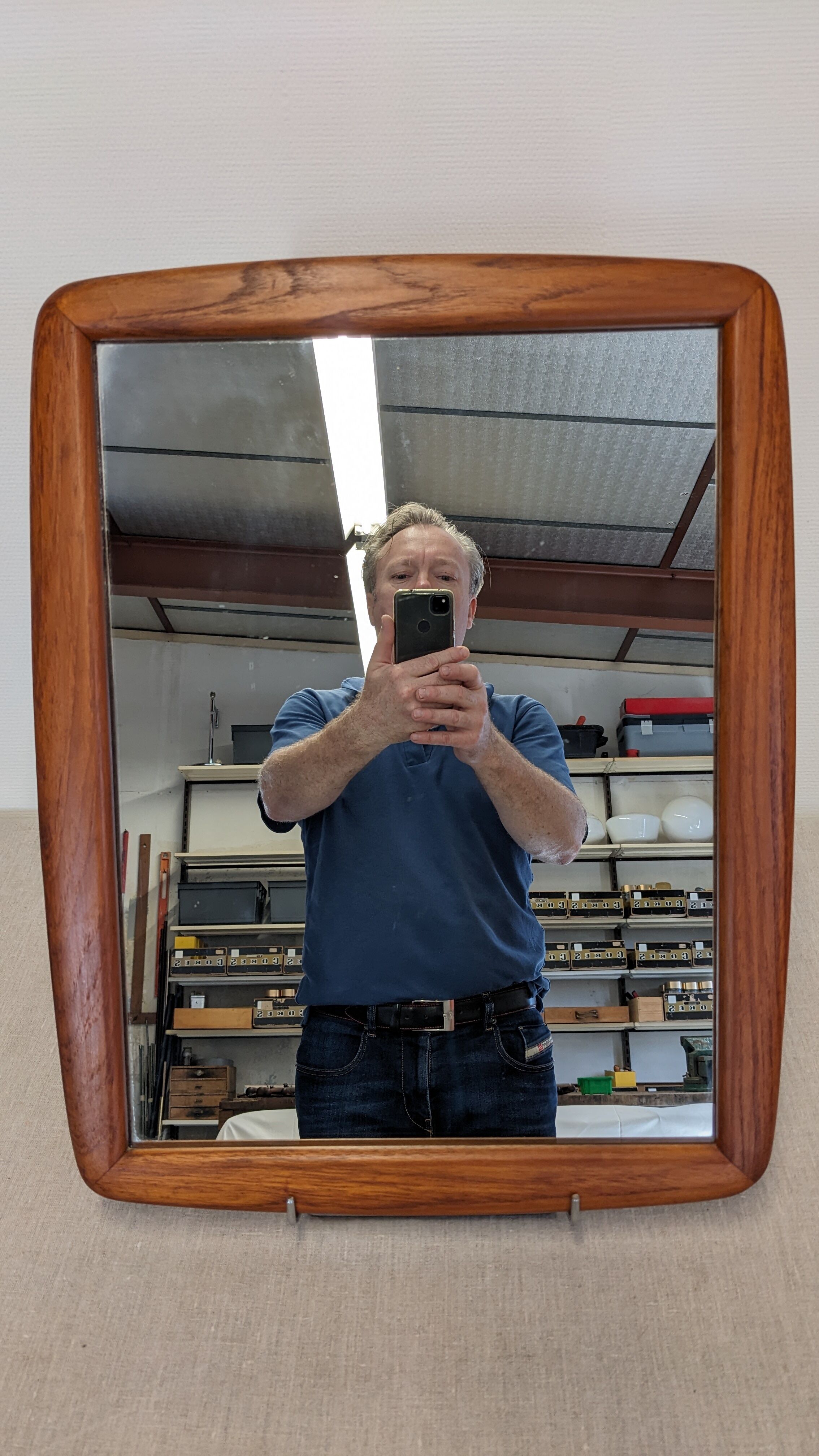 Scandinavian mirror in solid teak, Denmark circa 1970.