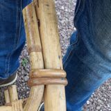 Paire de repose pieds pour fauteuils en rotin vintage