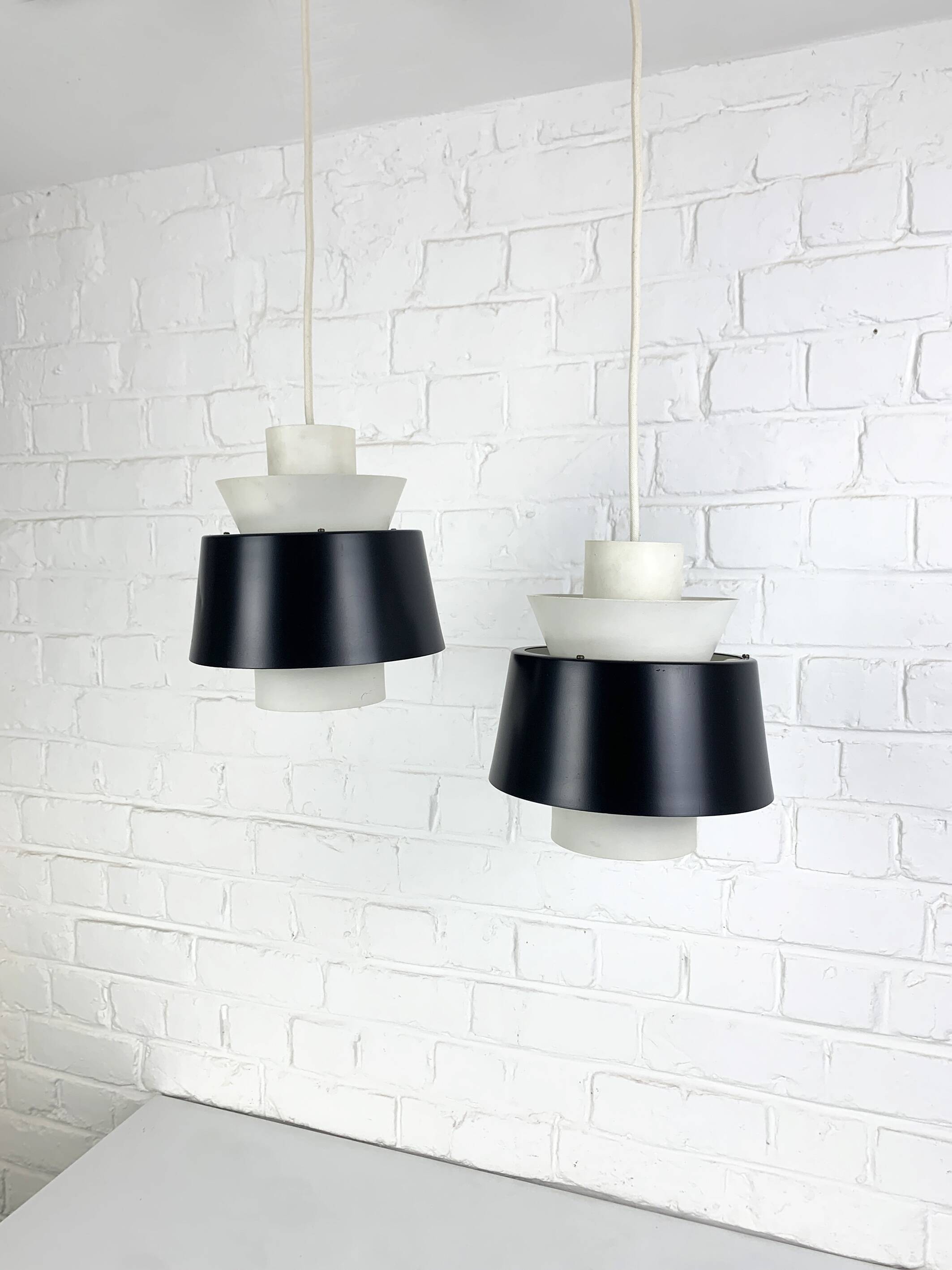 Pair of Tivoli Jørn Utzon pendant lights for Nordisk Solar Denmark, 1950-60s