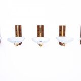Set of five unique Art Deco wall lamps, Poland, 1950s.