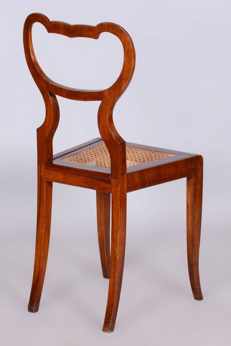 Biedermeier Polish Chair in Walnut Vener & Rattan, Austria, 1830s