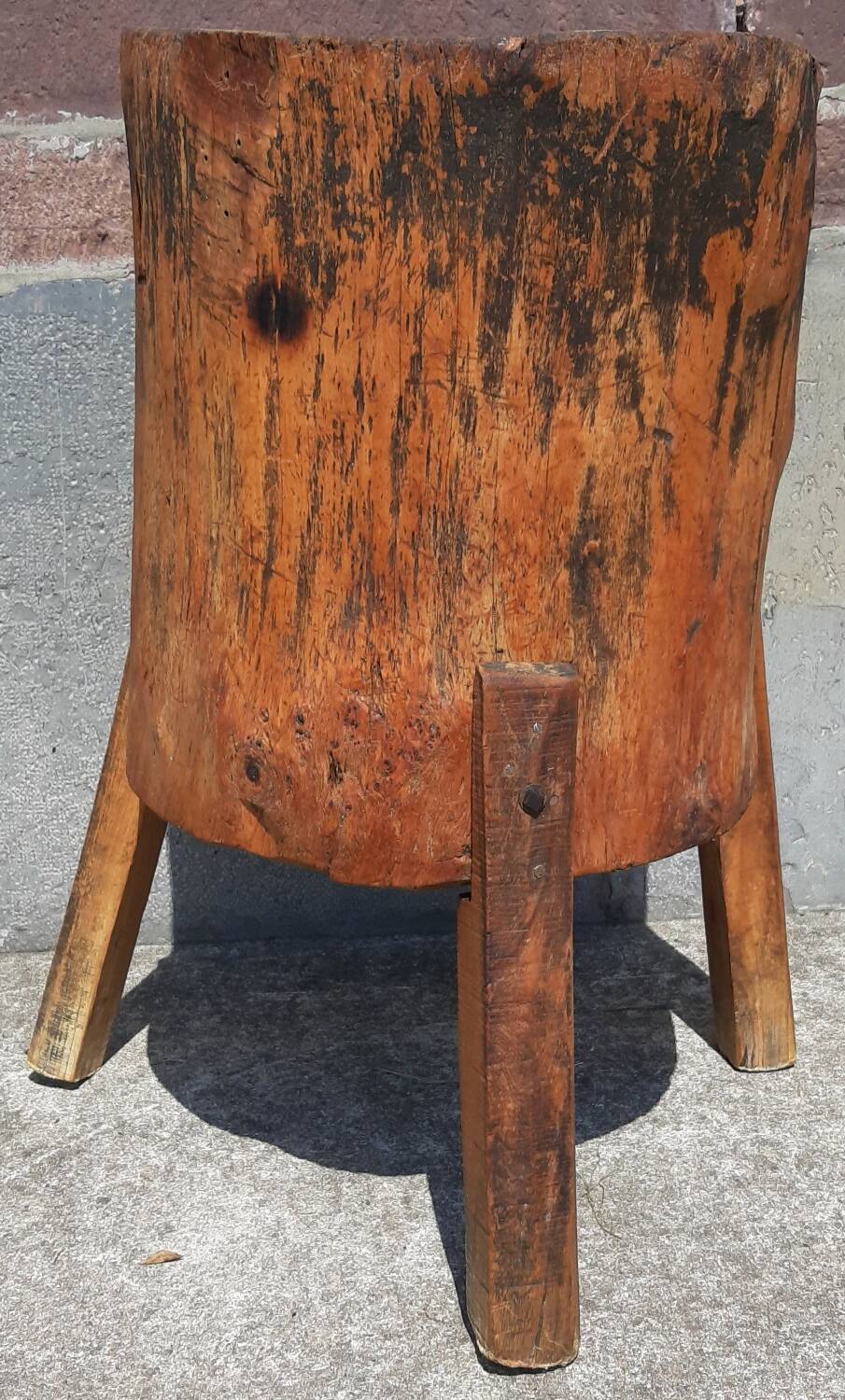 Old butcher's block table tripod.