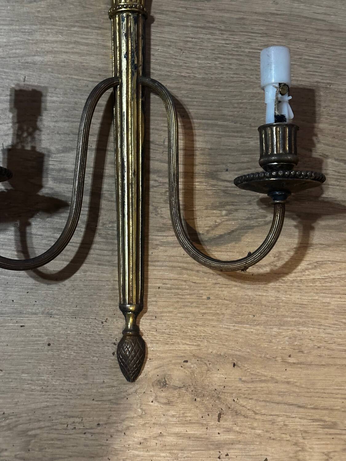 Pair of wall sconces in gilded brass – 2 lights – Louis XVI style