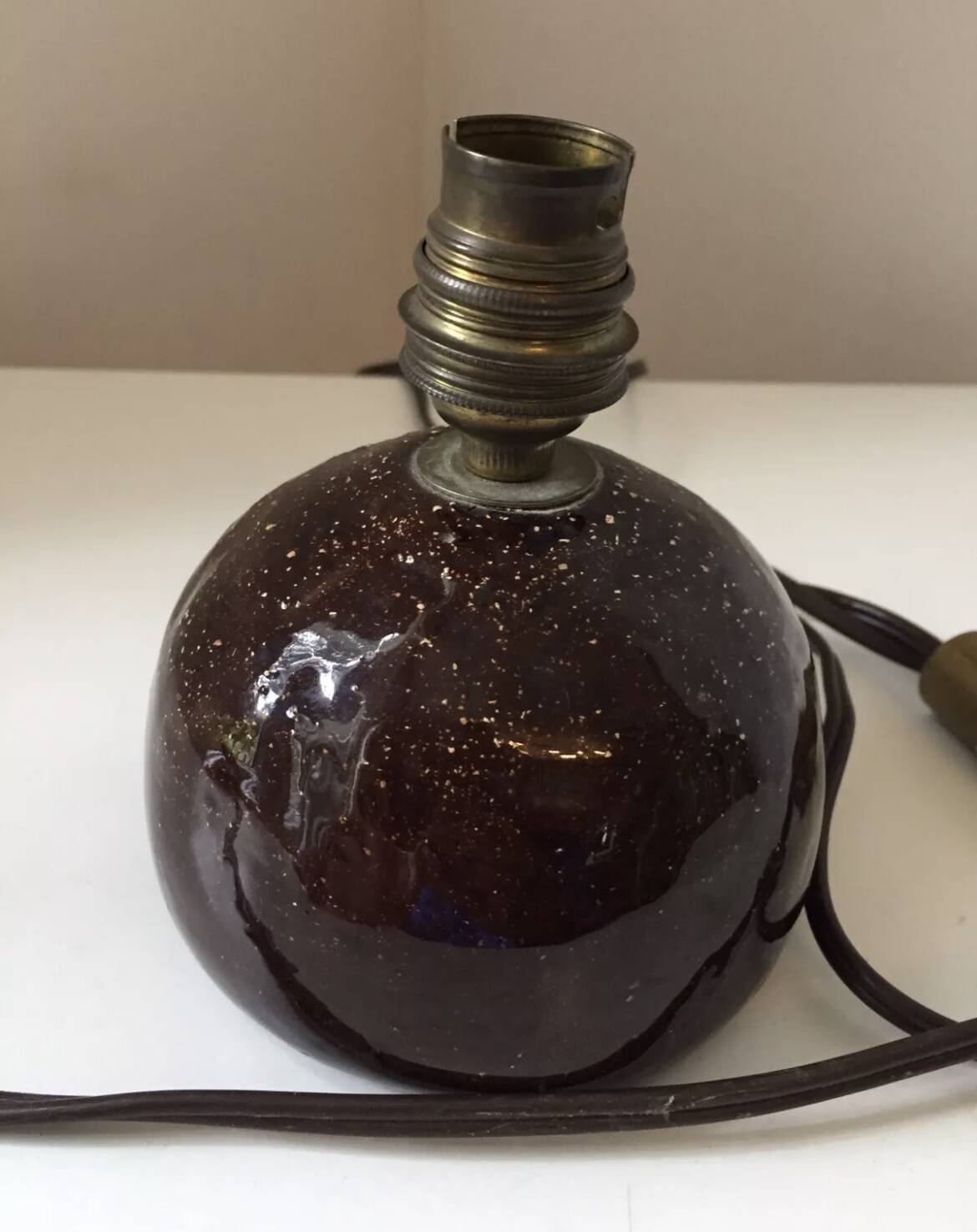 Vintage glazed terracotta lamp base