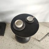 Sofa end in solid wood monoxyl organic shape black color