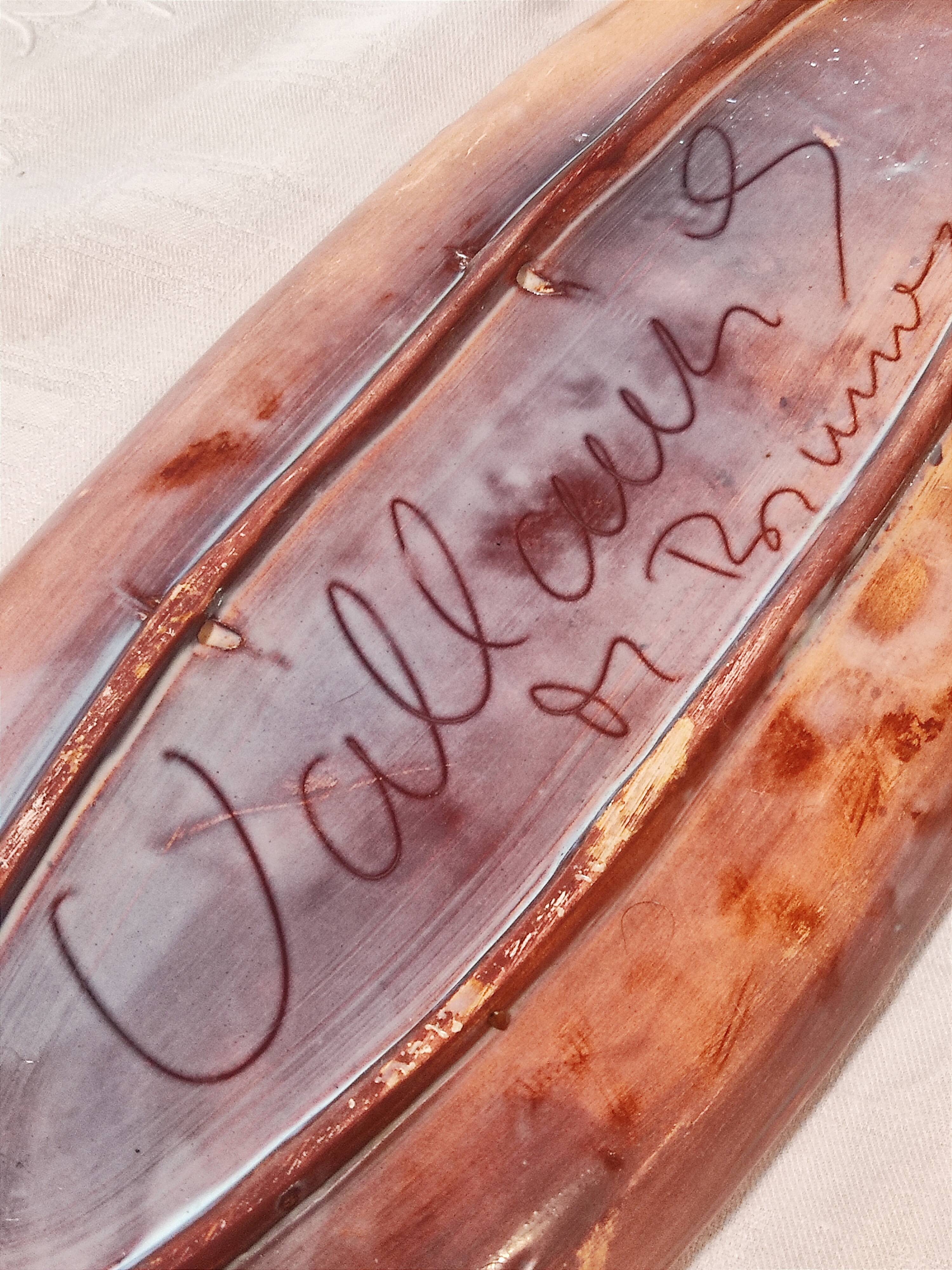 Vallauris earthenware plate signed by Kurt and Monique Brunner - lobster