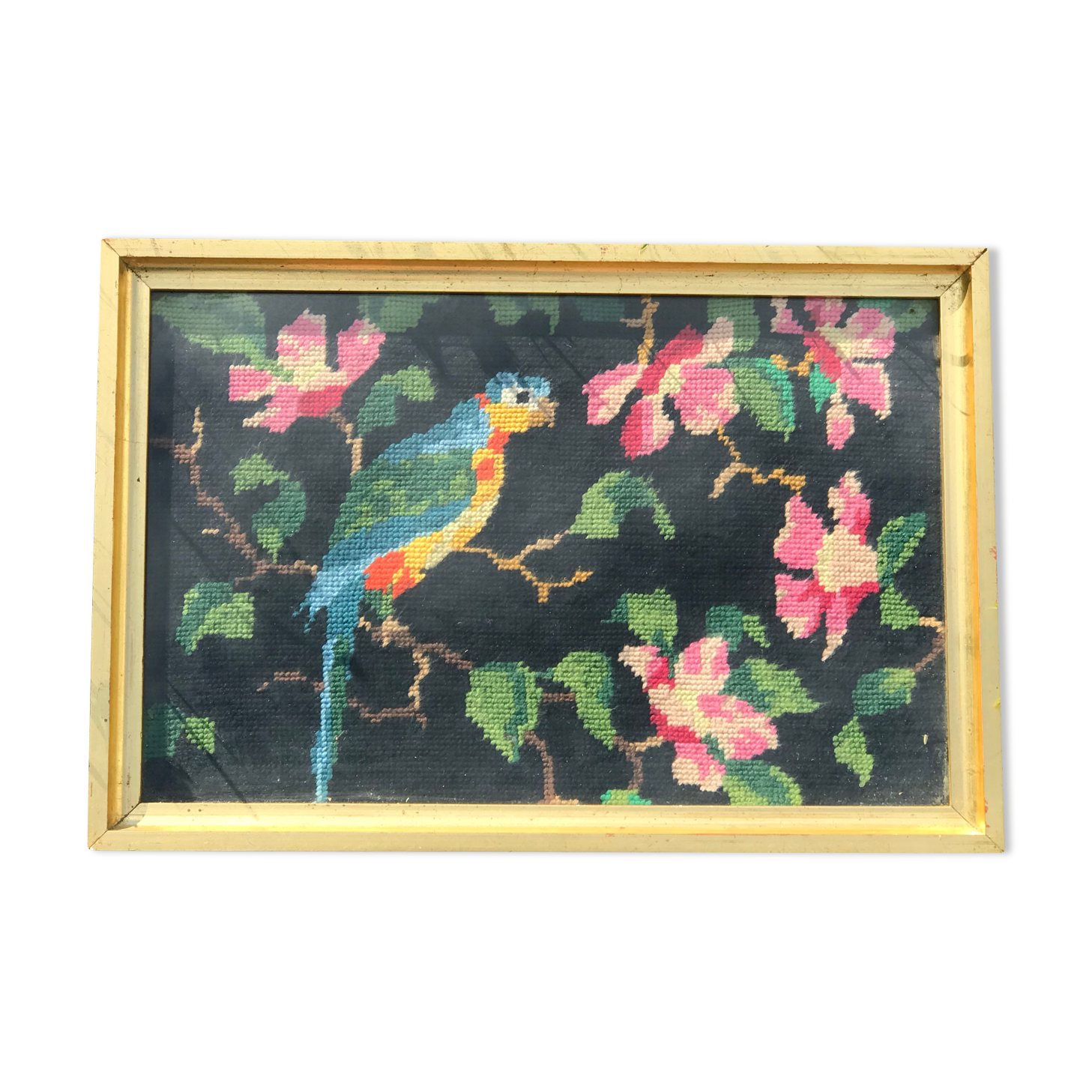 Oiseau en tapisserie vintage