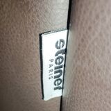 Leather lounge set – Steiner Paris – aluminium base – 1970s/1980s