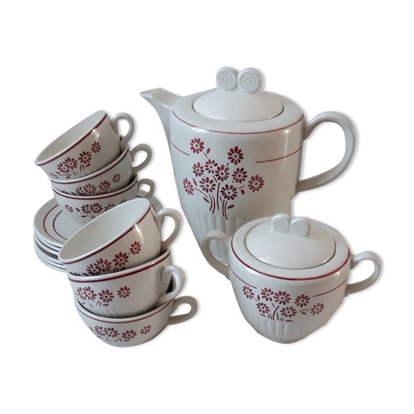 Service à café KG Lunéville composé d'une cafetière 6 tasses et un sucrier années 30-40