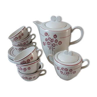 Coffee service KG Lunéville consisting of a coffee maker, 6 cups and a sugar bowl years 30-40