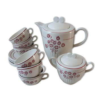 Service à café KG Lunéville composé d'une cafetière 6 tasses et un sucrier années 30-40