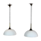 Pair of suspensions in brass and white opal glass by Florian Schulz