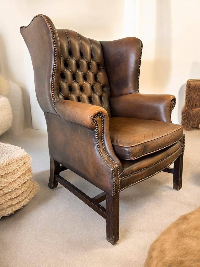 Fauteuil vintage king chair chesterfield
