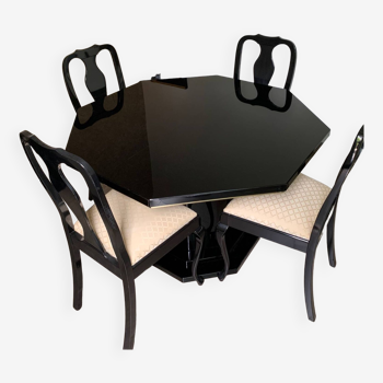 Table, 4 chaises et 1 rallonge vintage eric malville 1970/1980
