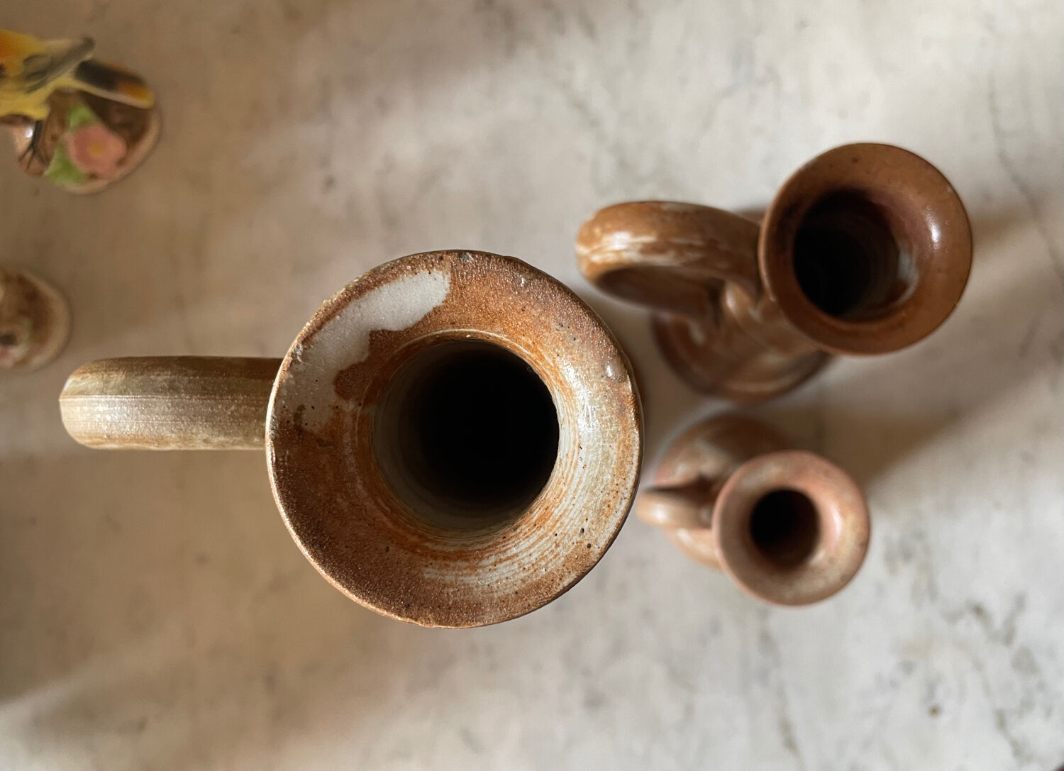 Vintage stoneware candlesticks