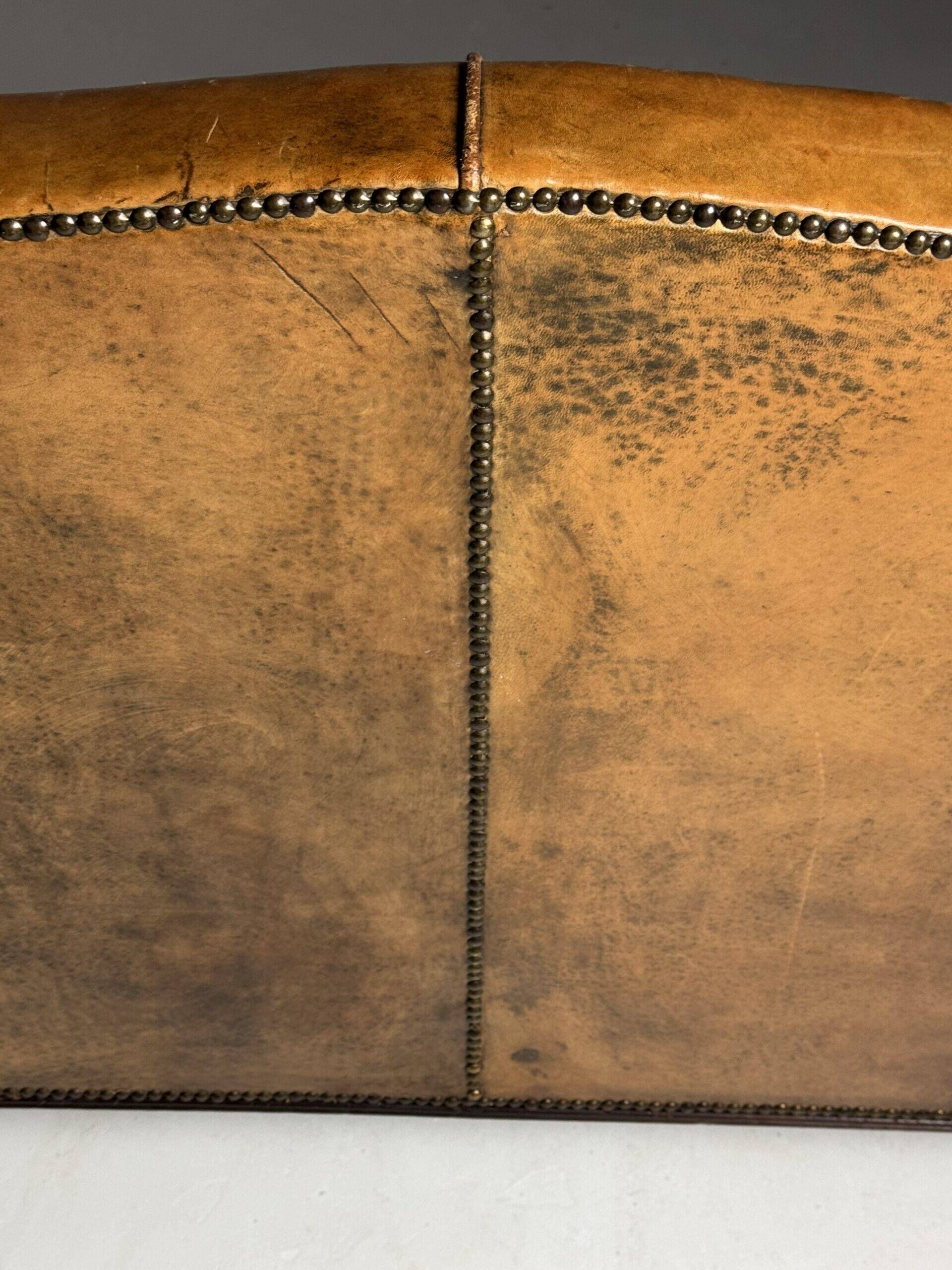 Sheepskin leather classic sofa bench