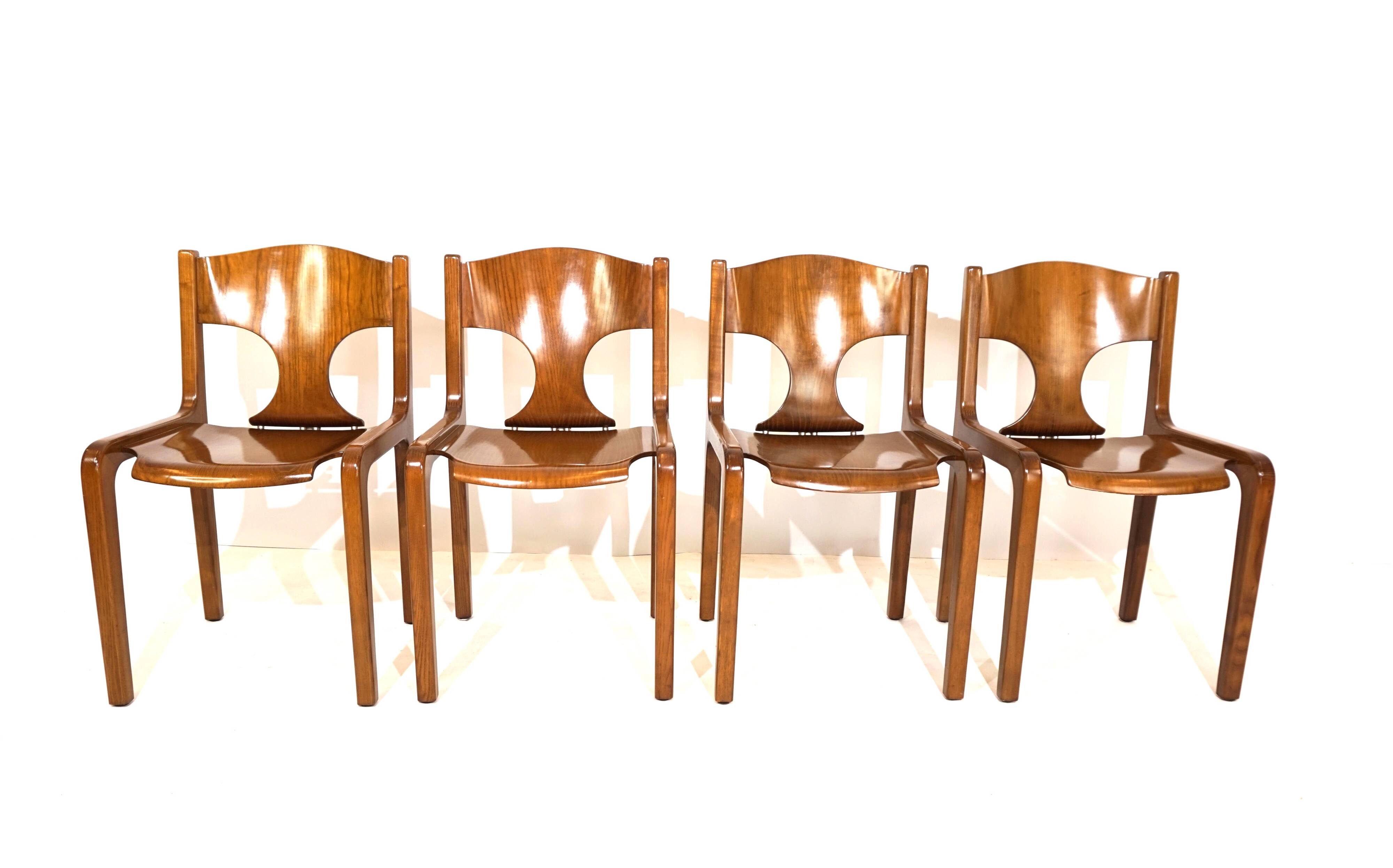 Pozzi dining chairs set of 4 by Augusto Savini