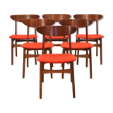 Ensemble de 6 chaises à manger danoises en teck par Falsled, années 1960