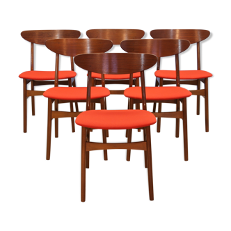 Ensemble de 6 chaises à manger danoises en teck par Falsled, années 1960