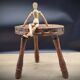 Oval tripod stool worked