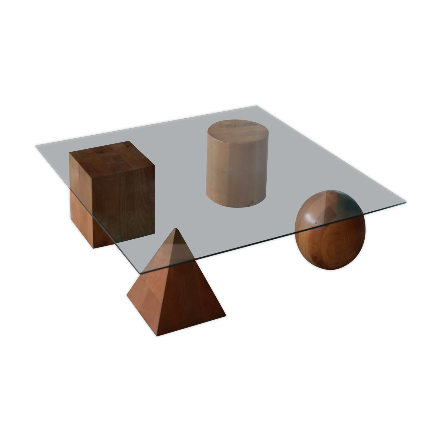 Metaforma coffee table in wood and glass top