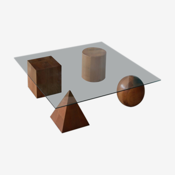 Table basse metaforma en bois et plateau en verre