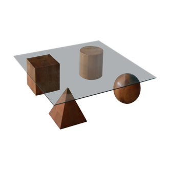 Table basse metaforma en bois et plateau en verre