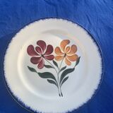Cake dish E. Charbonnier, Salins, Terre de Fer, countryside model, made in France, flower motif