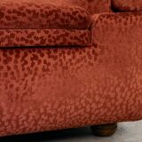 Fauteuil en velours avec pieds arrondis en bois, années 1970