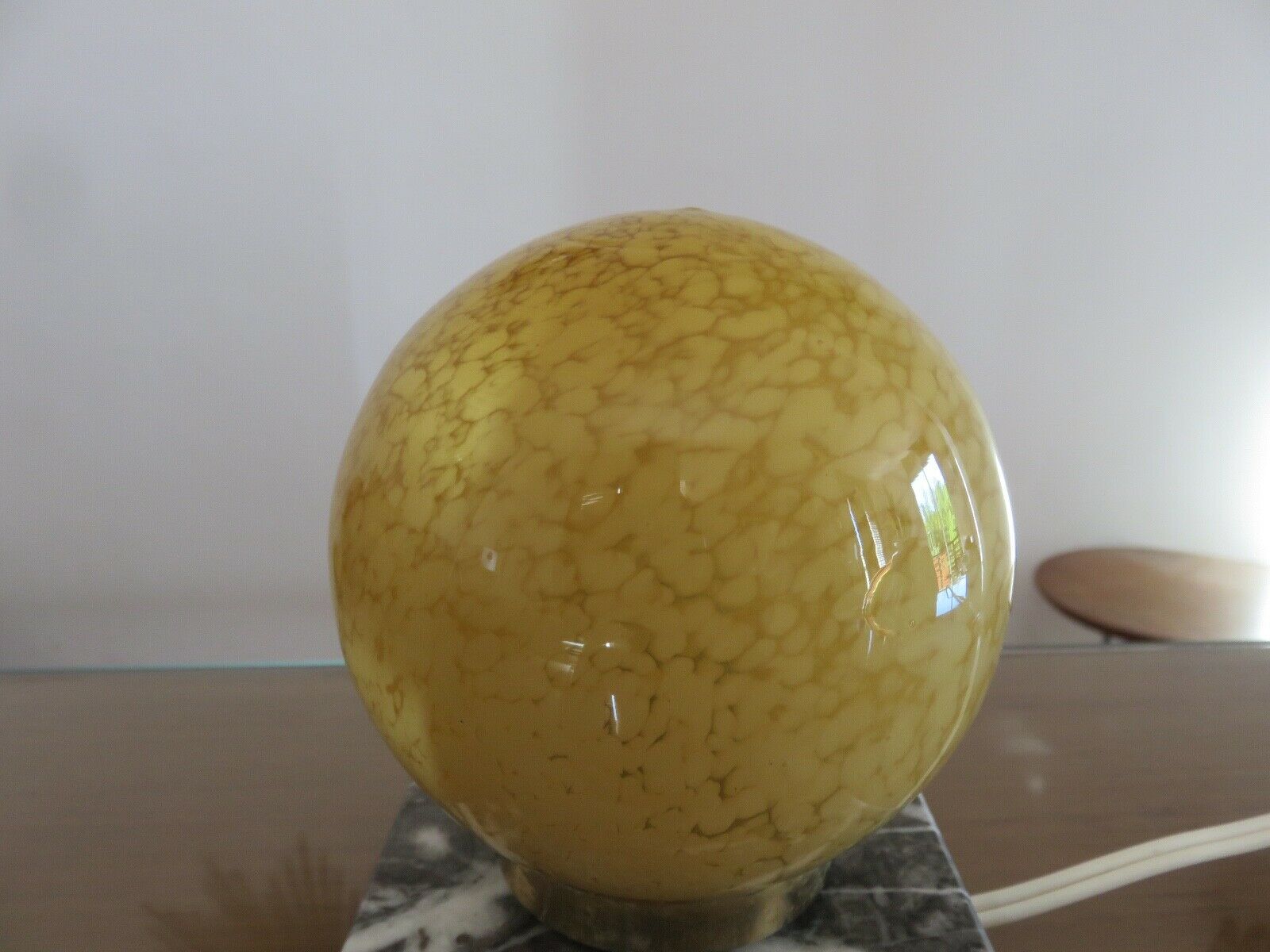 Glass lamp Clichy yellow and marble years 30/40