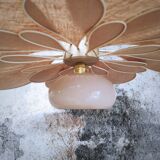 Old suspension vintage globe and petals in linen and rattan