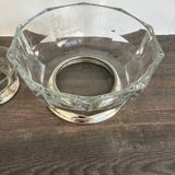Crystal and silver-plated metal salad bowl and ramekin