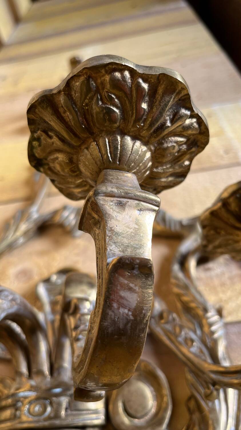 Pair of LXV style gilt bronze wall lights