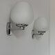 Pair of vintage opaline and chrome metal wall lights, France, 1970.