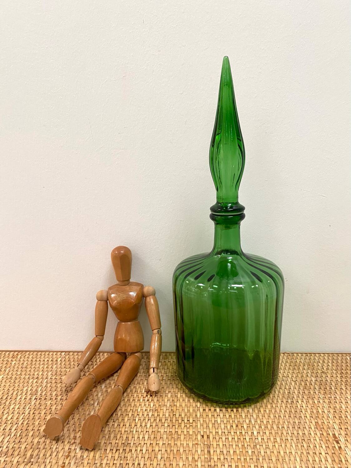 Carafe en verre italien Empoli, années 60