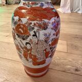 Large Japanese Kutani Porcelain Vase – Moriage Floral Relief – Early 2