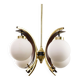 Mid-Century Modern Italian Brass and Opaline Chandelier