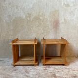 Pair of cubist pine bedside tables