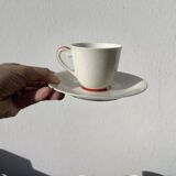 8 tasses en porcelaine fine blanche de Limoges Art déco