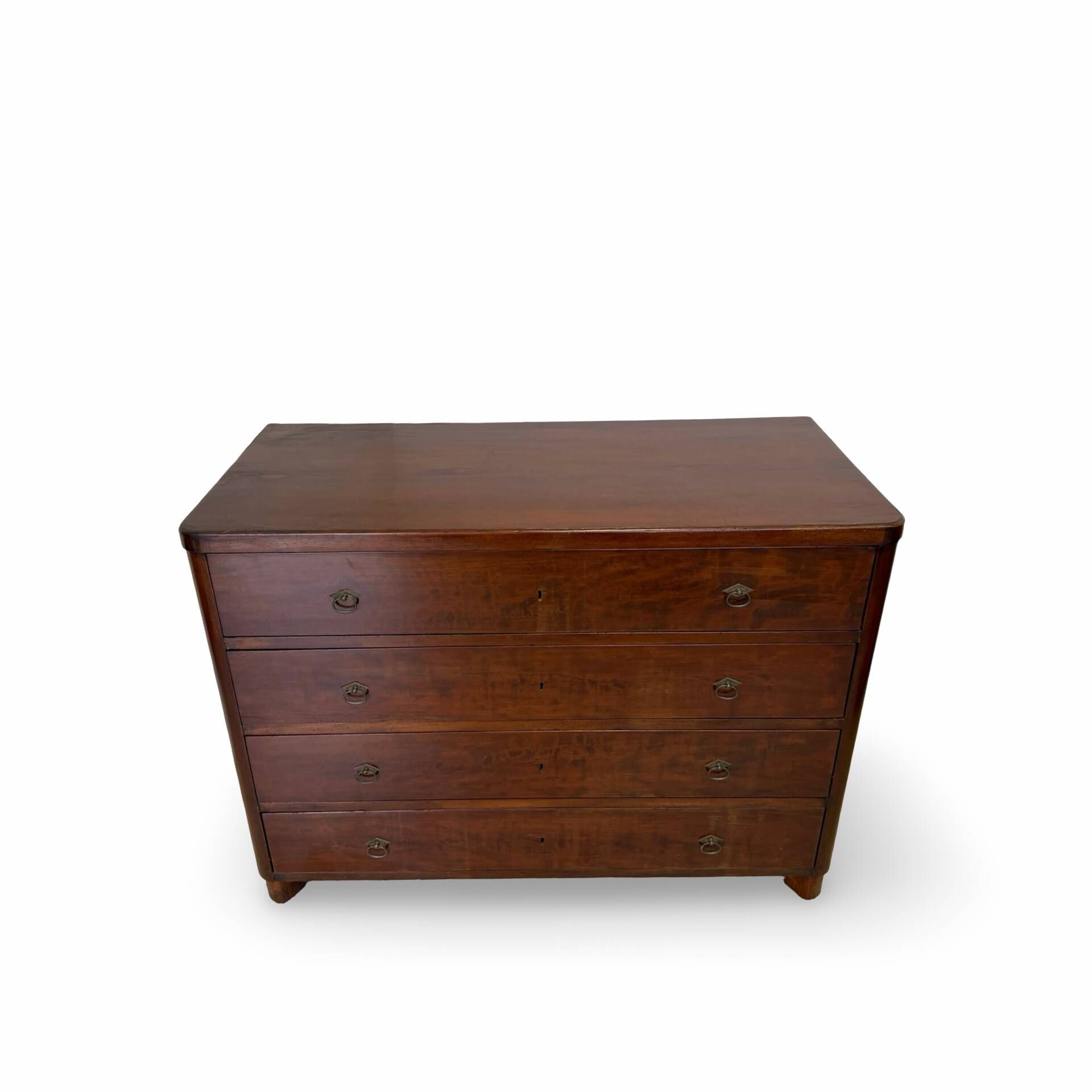 Italian art deco burl walnut chest of drawers, 1850s.