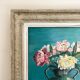 Antique painting, oil on panel, bouquet of peonies