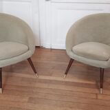 Armchair cocktail shell round 50 years 60 gray green