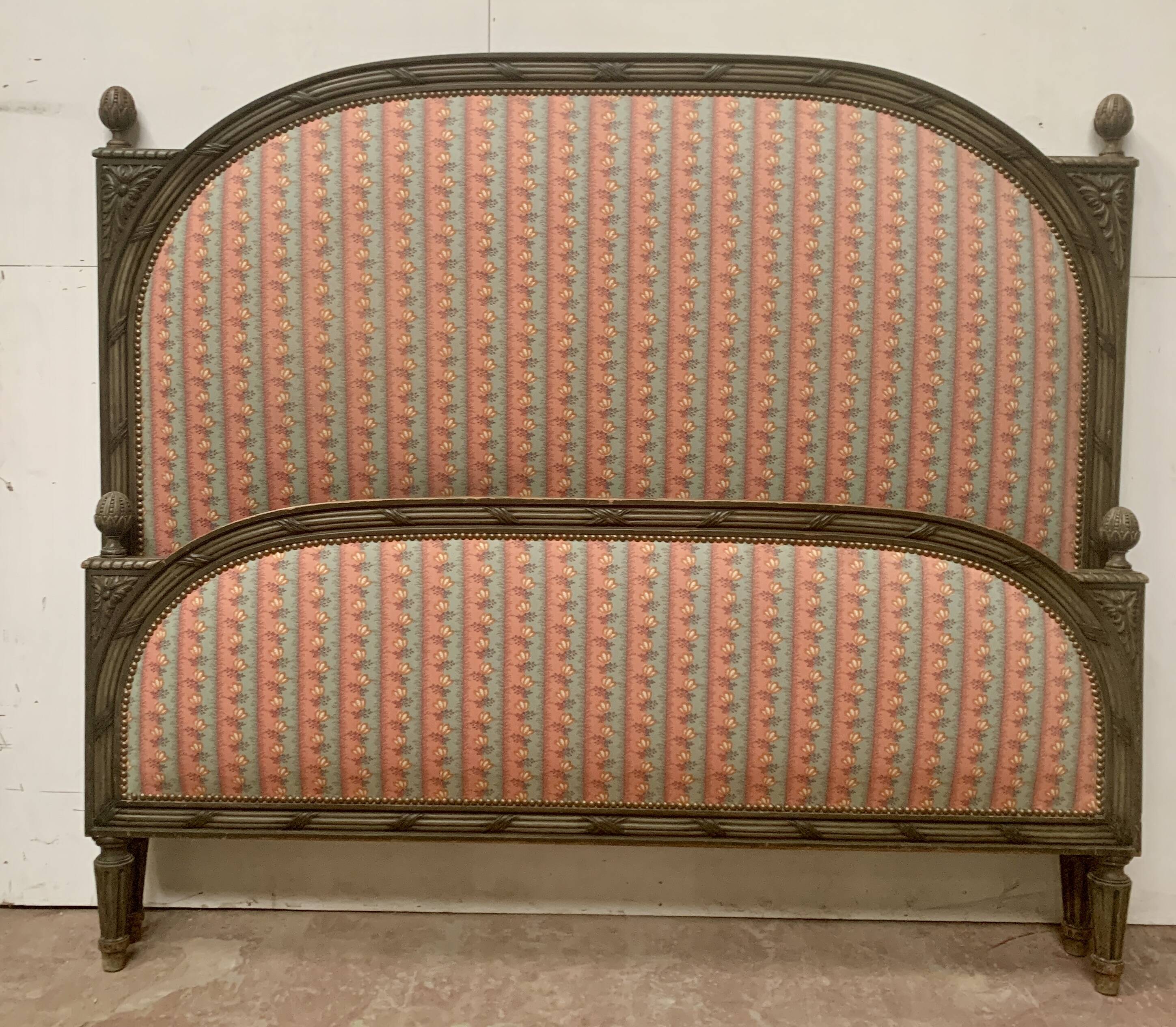 Louis XVI style bed in patinated beech, 20th century