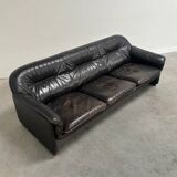 Black leather De Sede DS16 sofa, 1970s